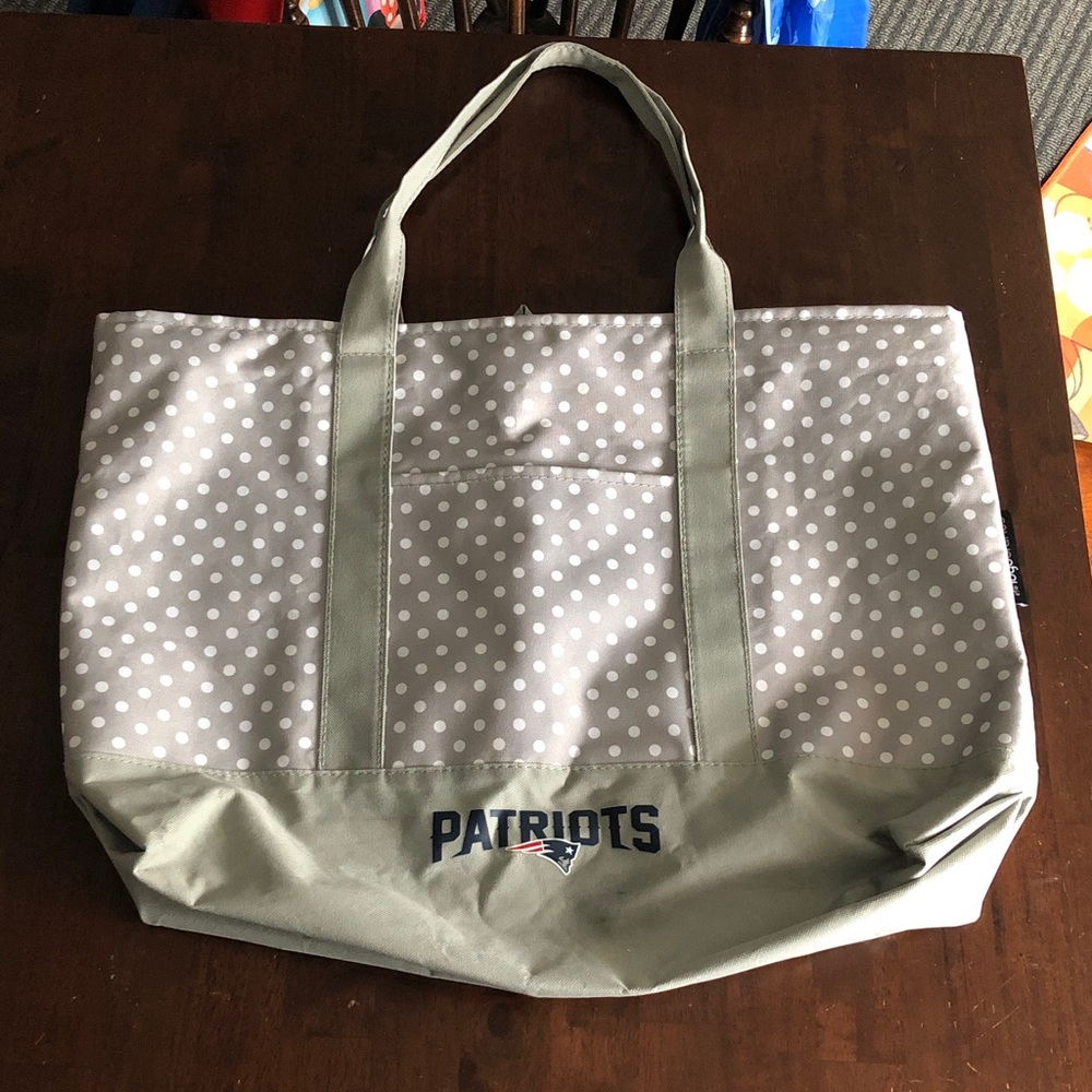Nfl Patriots Polka Dot Large Tote Bag